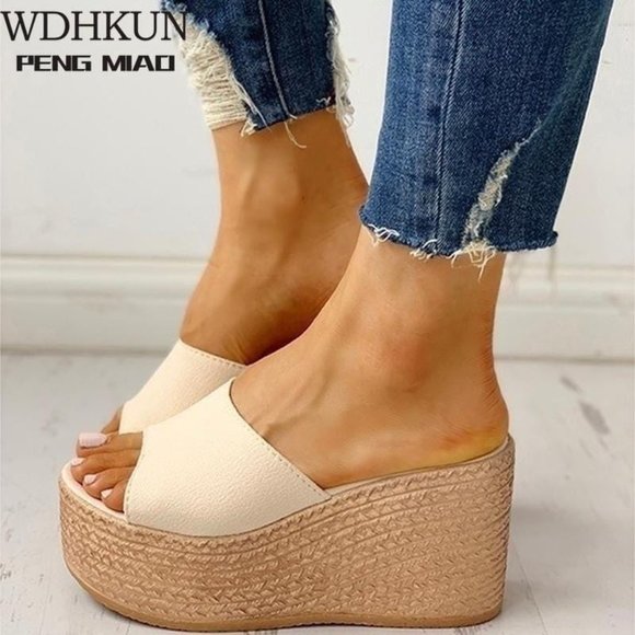 Fashion 2020 New Summer Women's Sandals Peep-Toe Shoes Woman High-Heeled Platfro - Picture 1 of 16